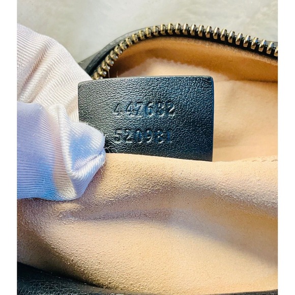 Gucci Small Marmont Crossbody Bag Chevron Leather Gold Chain Black Purse - Picture 15 of 16